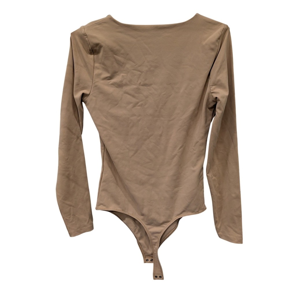 Abercrombie & Fitch Soft Matte Seamless Long Sleeve Square Neck Bodysuit‎ Tan- M - Picture 3 of 6